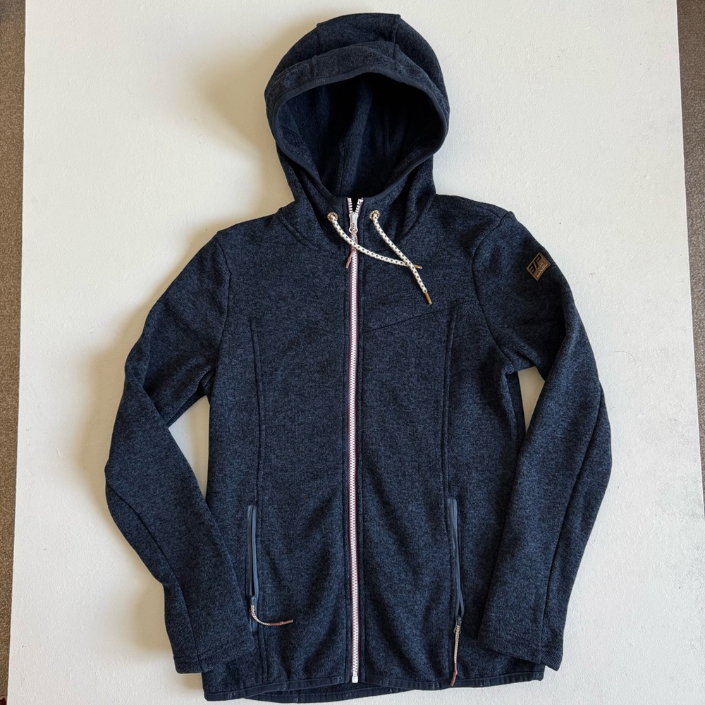 Finish Trademark by Icepeak Navy Blue knitted Fleece Hooded Jacket Size US 10